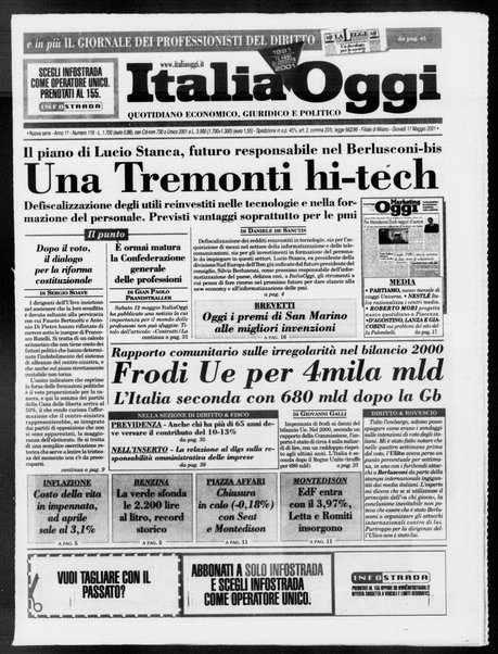 Italia oggi : quotidiano di economia finanza e politica